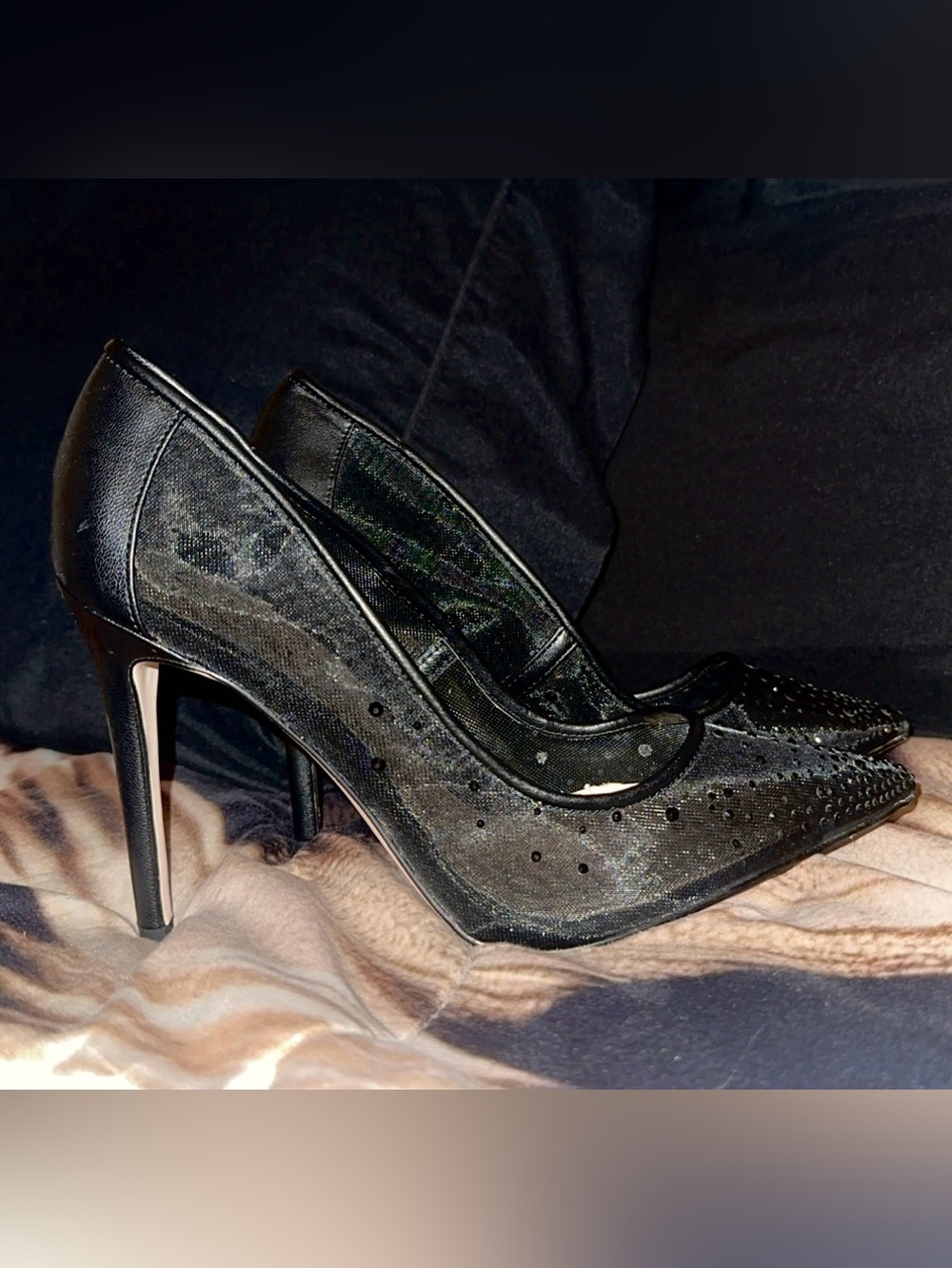 Jessica Simpson Black Studded Pointed-Toe Stiletto Heels